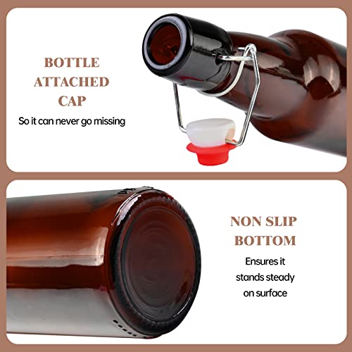Amber Beer Bottles with Flip Caps, 12oz 10 Pack Glass Bottle with Swinging Top for Airtight Lids, Home Brewing and Fermentation Kombucha, Vanilla Extract, Beverage, Water, Kefir - size: 12 Ounces (10 Pack)