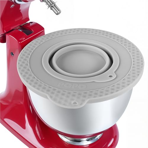 Silicone Mixer Bowl Cover Compatible with KitchenAid 4.5-5 Quart Tilt-Head Stand Mixer, Mixer Bowl Lid to Prevent Spilling of Ingredients - color: Fit for 5qt - Grey