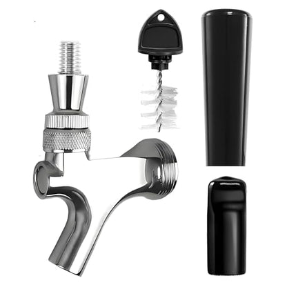 1 Set All 304 Stainless Steel Beer Tap Faucet Kit - Draft Beer Dispenser with Handle, Spout Cover & Cleaning Brush for Kegerator Home Bar (All Stainless Steel Construction) (1)