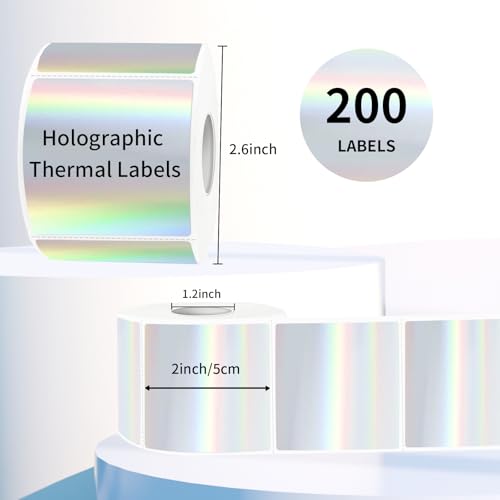 Square Thermal Labels Stickers 2" x 2", Holographic Silver Thermal Stickers Labels, Glitter Self-Adhesive Direct Thermal Label for Small Business - color: Silver, size: 2 X 2