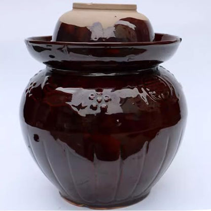 Fermentation Crock With Water Seal Airlock Lid Traditional Chinese Ceramic Sauerkraut Pickling Stoneware Fermenter(3.5L) - size: 3.5L