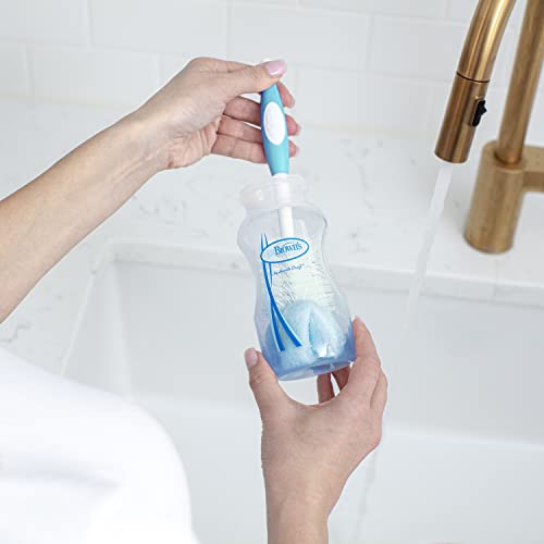 Dr. Brown's Reusable Sponge Baby Bottle Cleaning Brush with Suction Cup Stand, Scrubber and Nipple Cleaner, BPA-Free, Blue, 1-Pack - color: Blue Bottle Brush, size: 1-Pack