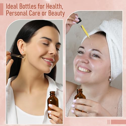 AOZITA 4 Pack, 100ml Dropper Bottles with 1 Funnel & 4 Labels - Essential Oils Bottles for Health, Personal Care & Beauty - 3.4oz Thick Dark Amber Glass Tincture Bottle with Eye Droppers, Leakproof - style: Blank Dropper