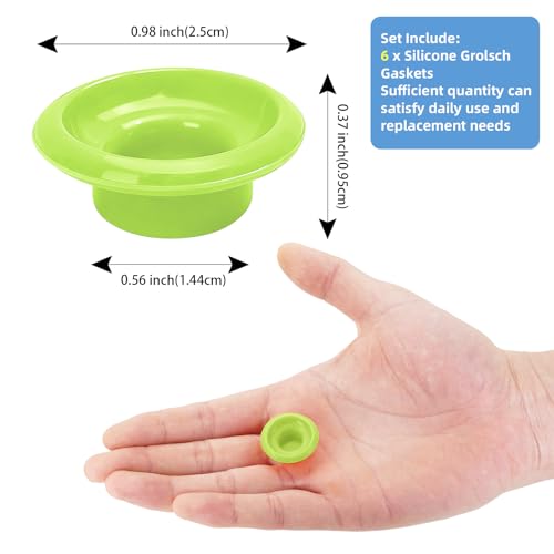 6PCs Dopamine color Silicone Gaskets Washers Seals for Cap Swing Flip Top for Home Brew Beer Soda Bottle Sealing (Lime Green) - color: Lime Green
