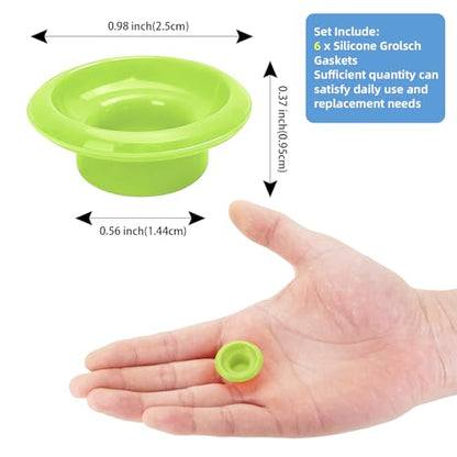 6PCs Dopamine color Silicone Gaskets Washers Seals for Cap Swing Flip Top for Home Brew Beer Soda Bottle Sealing (Lime Green) - color: Lime Green