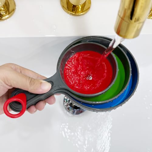 Kitchen Silicone Collapsible Funnel Set, Large, Medium, Small Multicolored Food Grade Funnels (3 Pcs Blue, Green, Red)