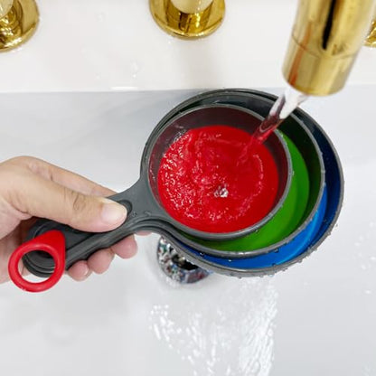 Kitchen Silicone Collapsible Funnel Set, Large, Medium, Small Multicolored Food Grade Funnels (3 Pcs Blue, Green, Red)