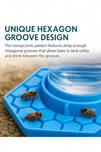 2 Pack Bee Watering Station for Garden, Blue Bee Feeder and Waterer Compatible with Regular & Wide Mouth Canning Jars(Jar Not Included), Small-Hole Honeycomb Tray Honey Bee Feeder for Outside