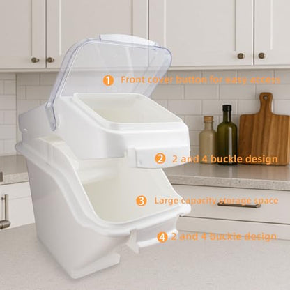 53LB Flour Storage Container With Scoop for Dry Food, Sugar, Baking Supplies,Rice.BPA Free Ingredient Storage Bin，Pet Food Storage Container Dog Cat Birds Food Bin (53 LB) - size: 53 LB