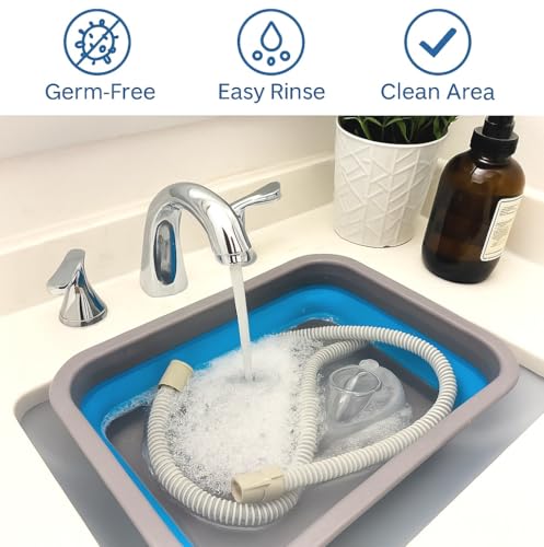 CPAP Cleaning Kit for Hose and Mask, CPAP Hose Cleaning Brush, Collapsible Wash Basin, Compatible with Standard and Slimline CPAP Tubing (Basic Basin Kit)