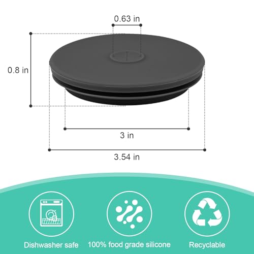 Wide Mouth Mason Jar Fermentation Lids – Silicone Fermenting Caps with Waterless Airlock, Self-Burping Fermenter Tops for Pickles, Kimchi, and Probiotic Foods, 3 Pack Grey (Jars Not Included) - color: Gray