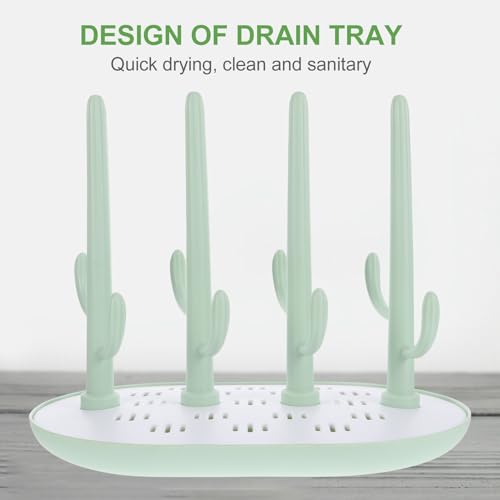 Abaodam Bottle Drying Rack Tree-Shaped Abs Plastic Milk Bottle Hanger Draining Organizer for Pacifiers Feeder Cups Space-Saving Countertop Storage