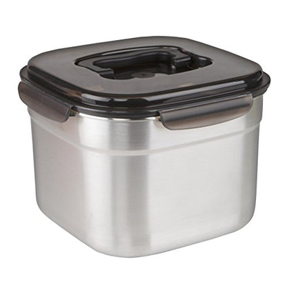 STENCOC Stainless Steel BPA Free Square Leakproof Airtight Kimchi/Pickle/Food Storage Container Saver (5.8L / 196oz / 9.1") One Handle