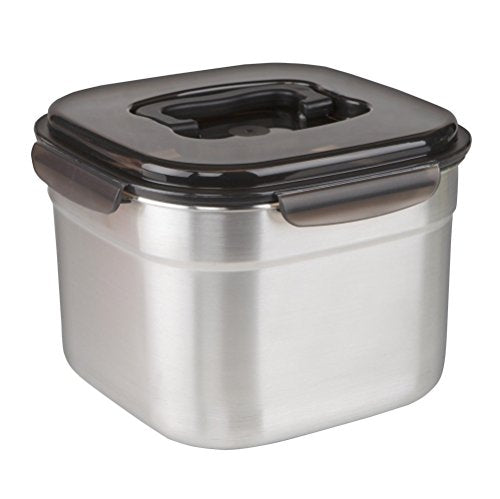 STENCOC Stainless Steel BPA Free Square Leakproof Airtight Kimchi/Pickle/Food Storage Container Saver (5.8L / 196oz / 9.1") One Handle