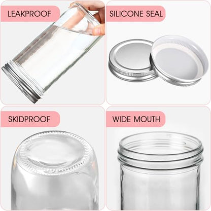 32oz Wide Mouth Mason Jars 2-Pack with Airtight Lids, Glass Canning Jars for Meal Prep, Overnight Oats, Jam & Food Storage, BPA-Free Clear Glass Jars for Canning, Fermenting & DIY Crafts