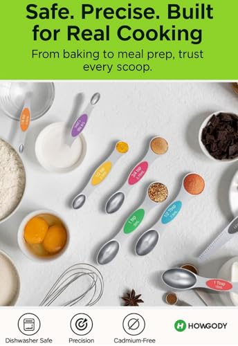 Magnetic Measuring Spoons Set Of 8, Heavy Duty 304 Stainless Steel Metal, Fits in Most Kitchen Spice Jars for Baking & Cooking, BPA Free,Measuring Dry & Liquid Ingredients Rainbow) - color: Magnetic Measuring Spoons Set Light Hued