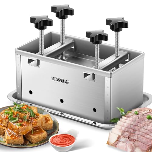 NEWTRY Deli Meat Press Tool 6.6LB Capacity Tofu Press Maker 304 Stainless Steel for Tofu Pork Beef Bacon Homemade Deli Meat with Press Handle