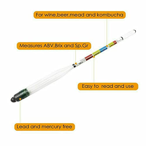 2X/PK Wine Beer Triple Scale Alcohol Hydrometers for Home Brewer Making Wine, Beer, Mead, Cider and Kombucha, Combo Set for ABV, Brix, and Gravity