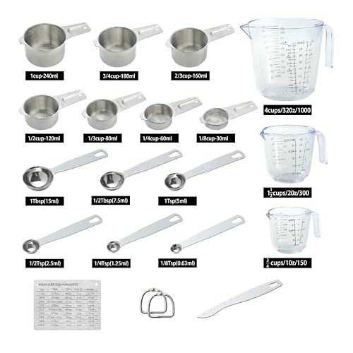 20PCS Measuring Cups and Spoons Set, Mituer Stainless Steel Nesting Kitchen Cooking Baking Measuring Set for Dry and Liquid Ingredients