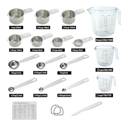 20PCS Measuring Cups and Spoons Set, Mituer Stainless Steel Nesting Kitchen Cooking Baking Measuring Set for Dry and Liquid Ingredients