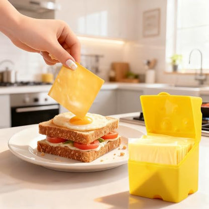 2PCS Sliced Cheese Storage Container, Airtight Lid, Stackable,4in | Durable ABS, Freshness Keeper Lid, Stackable Fridge Organizer, Dishwasher Safe,Each 3.15 x 3.94 x 4.13 In