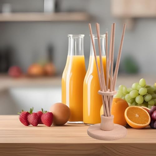 Wooden Drying Rack Stand with 8 Sticks for Bags & Bottles, Compact Countertop Organizer (39cm/15.35in)