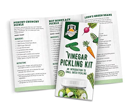 Fermentaholics Certified Organic Vinegar Pickling Kit - Easy, Quick Pickles - 2 Recipes with Perfect Pickle Spice and Kosher salt - Wide Mouth Quart Jar - Makes 3 Quarts - OU Kosher