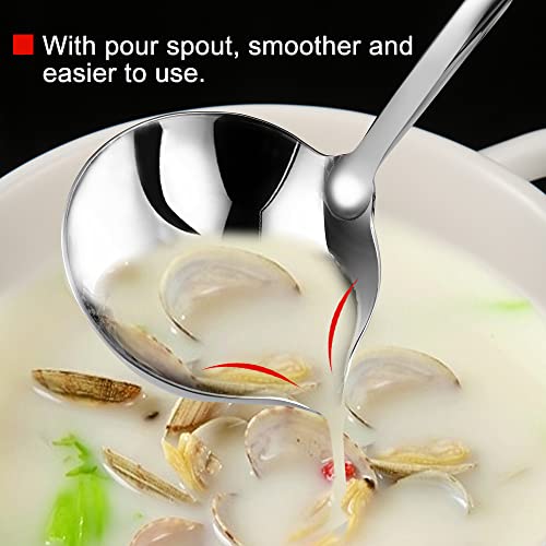 Kitchen Soup Ladle 304 Stainless Steel Punch Metal Luminous Ladell Spoons With Pour Spout Gravy Ladles for Serving,Cooking,Canning,11.8 inch