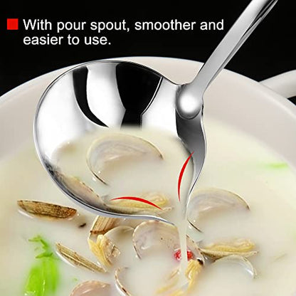 Kitchen Soup Ladle 304 Stainless Steel Punch Metal Luminous Ladell Spoons With Pour Spout Gravy Ladles for Serving,Cooking,Canning,11.8 inch