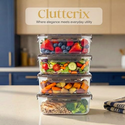 BPA-Free Plastic Airtight Food Storage Containers with Vented Lids, 4-Pack (5.9 Cups Each) for Meal Prep and Leftovers - size: Pack of 4 (5.9 Cup)