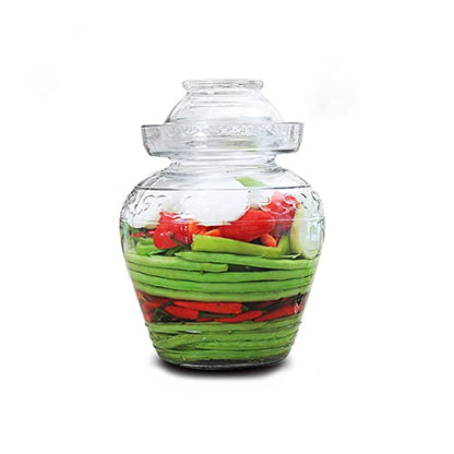 Fermentation Jar, 2.5 Liter Glass Pickle Jar with Water Seal Lid | Wide Mouth Clear Glass, Food Grade, Fermentation Kit for Making Pickles Kimchi, Sauerkraut