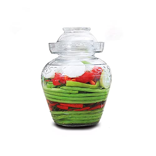 Fermentation Jar, 2.5 Liter Glass Pickle Jar with Water Seal Lid | Wide Mouth Clear Glass, Food Grade, Fermentation Kit for Making Pickles Kimchi, Sauerkraut