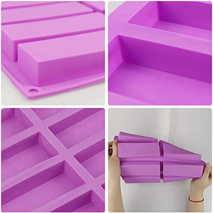 Palksky (2 Pcs) 8 Cavity Rectangle Granola Bar Silicone Mold/Nutrition/Cereal Bar Molds Energy Bar Maker for Chocolate Truffles Ganache Bread Brownie Cornbread Cheesecake Pudding Butter Mould - style: 2PCS 8 Bar Mold