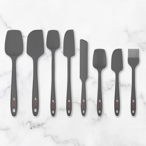 Elihome Mini Silicone Basting Pastry Brush, Cooking Brush for Oil Sauce Butter Marinades, Food Brushes for BBQ Grill Kitchen Baking, Baster Brushes Pastries Cakes Meat Desserts, Food Grade, Dark Grey - color: Dark Gray