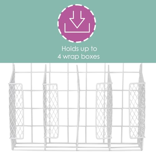Home Basics Organizer Rust Resistant, Perfect for Food Storage, Silver Foil, Wax Paper, Sandwich Bags, Plastic Wrap-Mounts,White - color: White