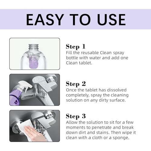 Clean Spray Cleaner for Ovens, Spray Oven Cleaner, Multi-Surface Cleaners with Concentrated Cleaning Tablets, Multi Purpose Cleaning for Ovens, for Kitchen,Bathroom (1 Bottle+12 Pcs)