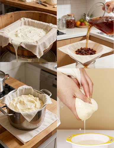 10 PCS Reusable Cheese Cloths, 20x20 Inch Hemmed Cheesecloth 100% Cotton Unbleached Cloth Strainer, Straining Cloth for Coffee Brewing Cooking/Baking Juicing Cheese Making