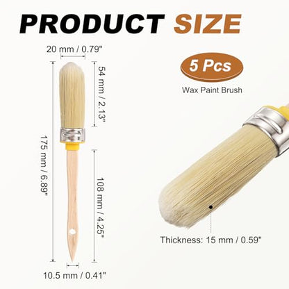 uxcell 5 Pcs Wax Paint Brushes, 2.1 x 0.8 Inch Chalk Stencil Brush, Oval PET Fiber Bristle with Wood Handle, Painting Tool for Furniture DIY Home Decor Art Crafts, Yellow - size: 2.1 x 0.8 Inch