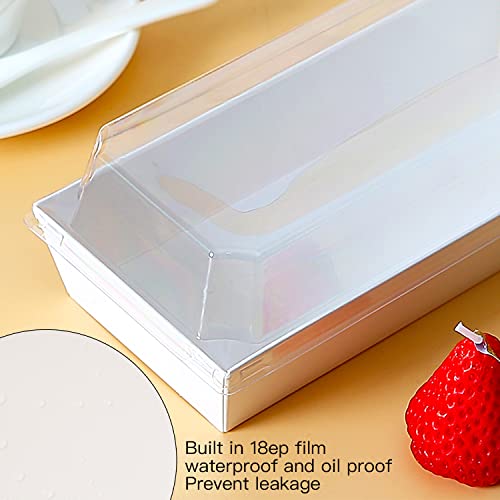 Lainrrew 50 Sets Roll Cake Box, Swiss Roll Sandwich Paper Boxes Charcuterie Boxes Muffin Cheese Pastry Dessert Box Sushi Fruits Display Food Storage Holder (White)