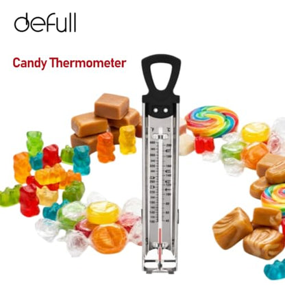 Stainless Steel Candy & Deep Fry Thermometer with Pot Clip & Handle - Analog Sugar Thermometer for Candy Making, Jam, Syrup, Oil, Chocolate, Brewing - Kitchen Cooking Food Thermometer - size: Sugar Thermometer-11.8 Inch