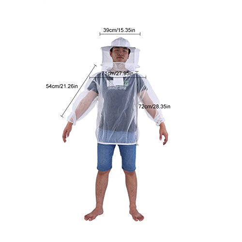Beekeeping Jacket, Transparent Beekeeping Protective Suit with Hooded Veil, Ventilated Bee Jacket for Professional Beginner Apiarist