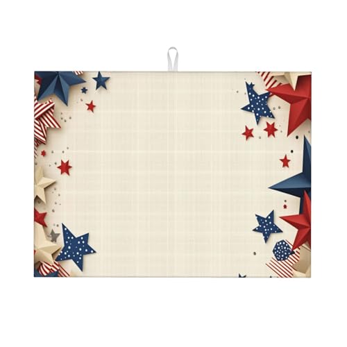American Flag Stars Patriotic Microfiber Dish Drying Mat 18x24 Inch - Absorbent Non-Slip & Quick Dry Kitchen Counter Dish Drainer Pad, Rustic Farmhouse Style - color: American Flag Stars Patriotic