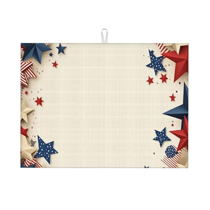 American Flag Stars Patriotic Microfiber Dish Drying Mat 18x24 Inch - Absorbent Non-Slip & Quick Dry Kitchen Counter Dish Drainer Pad, Rustic Farmhouse Style - color: American Flag Stars Patriotic