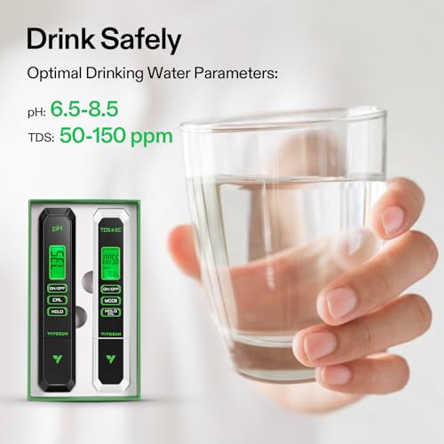 VIVOSUN Digital pH and TDS Meter Kit, 0.01pH High Accuracy Pen, 0-14.0 pH Range, ± 2% Readout 3-in-1 TDS EC Temperature Meter for Hydroponics, Pool and Aquarium, Black White, UL Certified - color: Black+White