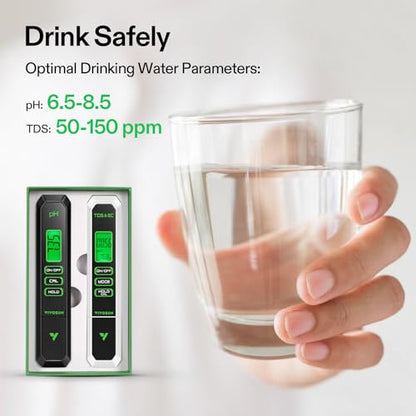 VIVOSUN Digital pH and TDS Meter Kit, 0.01pH High Accuracy Pen, 0-14.0 pH Range, ± 2% Readout 3-in-1 TDS EC Temperature Meter for Hydroponics, Pool and Aquarium, Black White, UL Certified - color: Black+White