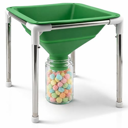 Extra Large Silicone Funnel Compatible with Harvest Right Freeze Dryer, 4-Level Height Adjustable & Collapsible, Wide Mouth Design Fits All Dryer Tray Sizes, Convenient for Mason Jars and Mylar Bags - color: Green