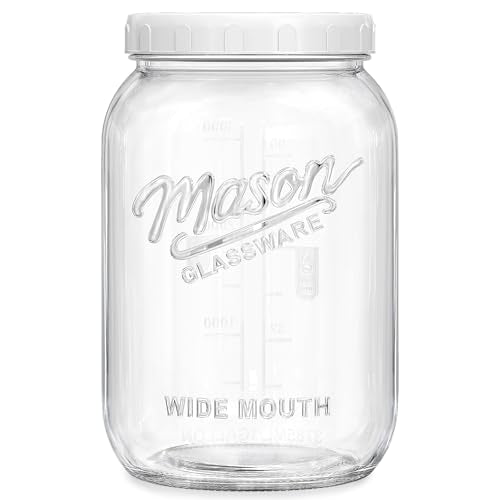 Folinstall 1 Gallon Glass Jar with Lid, Wide Mouth Mason Jars, Large Glass Flour Storage Containers with Airtight Lids, Candy Jar Safe for Cookie, Kombucha, Pickle, Sugar