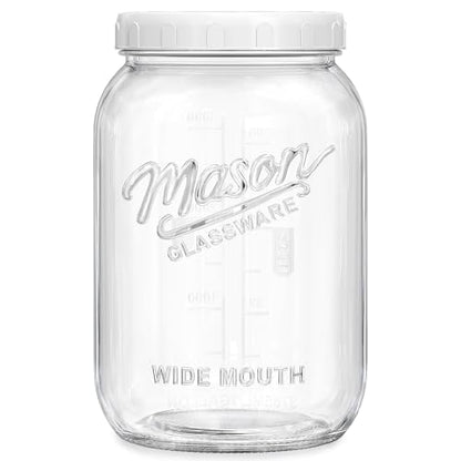 Folinstall 1 Gallon Glass Jar with Lid, Wide Mouth Mason Jars, Large Glass Flour Storage Containers with Airtight Lids, Candy Jar Safe for Cookie, Kombucha, Pickle, Sugar