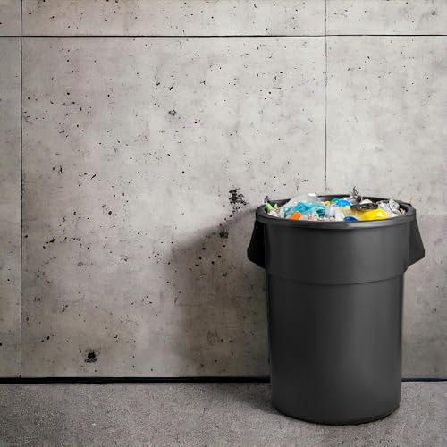 PRO&Family Commercial Round Trash Can, Ingredient Bin, Heavy-Duty Plastic, Anti-Static, Kitchen, Office, Outdoor Use (Black, 55 Gallon) - color: Black, size: 55 Gallon