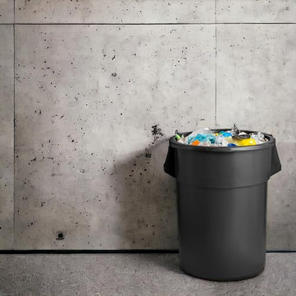 PRO&Family Commercial Round Trash Can, Ingredient Bin, Heavy-Duty Plastic, Anti-Static, Kitchen, Office, Outdoor Use (Black, 55 Gallon) - color: Black, size: 55 Gallon